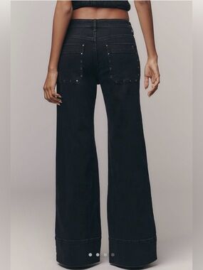 Anthropologie Plcro Rylan Studded Relaxed Fit Wide Leg Jeans in Black